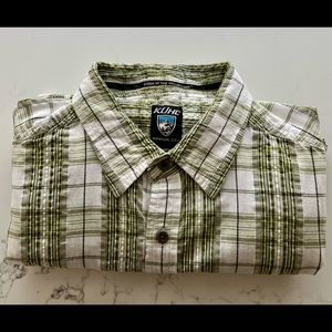 KUHL Mens Green Plaid Cotton Short Sleeve Button Up Shirt Size L